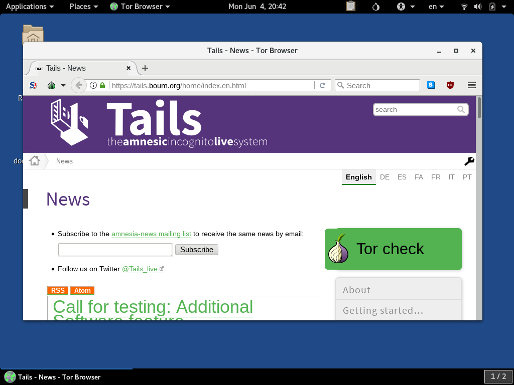 TAILS Tor Browser
